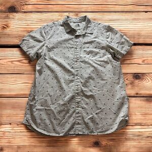 The North Face Camp Shirt Teepee Button Large Cotton Blue Hiking Mens